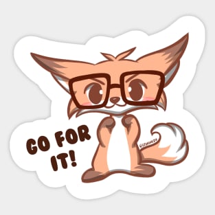 Cute Kawaii Nerd Fox go for it Sticker